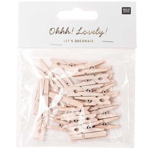 Wooden Pegs clips 3cm - Powder Pink 24 PCS