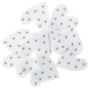 Felt Litter Heart Dotted - White/Gold (12 pieces)