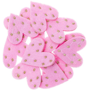 Felt Heart Dotted - Powder Rose & Gold (12 pieces)