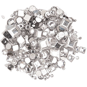 Rhinestone Mix Circle and Square Silver (800 PCS)