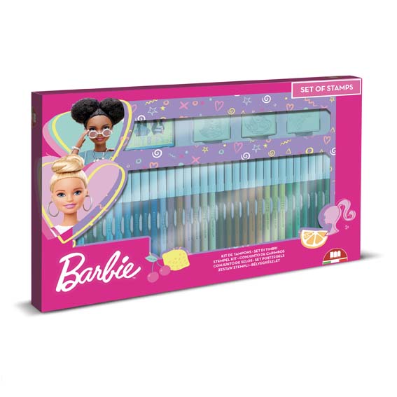 Barbie 36 Colouring Markers & Stamp Set Multiprint