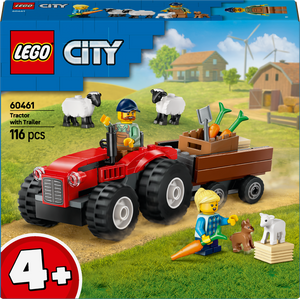 Lego City - Red Farm Tractor with Trailer & Sheep