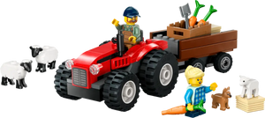 Lego City - Red Farm Tractor with Trailer & Sheep