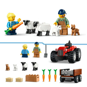 Lego City - Red Farm Tractor with Trailer & Sheep