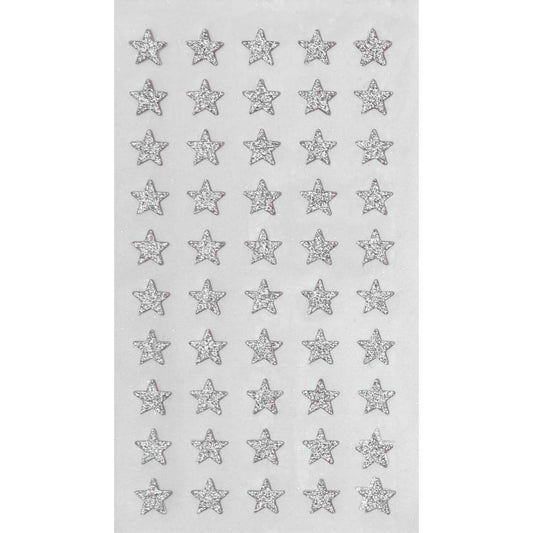 Sticker Glitter Stars Silver - 4 sheets