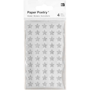 Sticker Glitter Stars Silver - 4 sheets