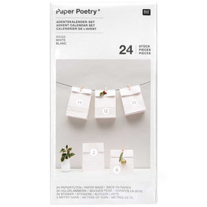 Paper Poetry Advent Calendar Set - White 24 bags