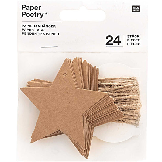 Paper Pendant Star 6.5x6.5cm - 24 Pieces