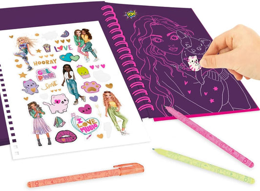 TOPModel Neon Doodle Book With Neon Pen Set