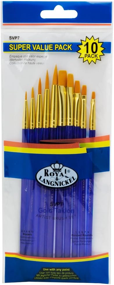 Royal & Langnickel Gold Taklon Artist Paint Brush Set of 10