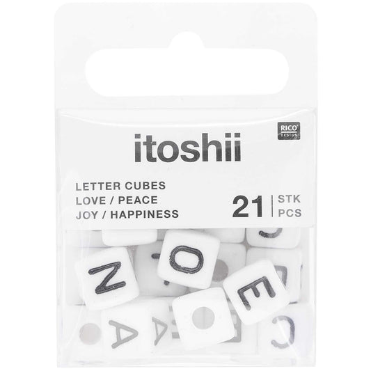 Cube Bead Set White - Love/Peace/Happiness/Joy