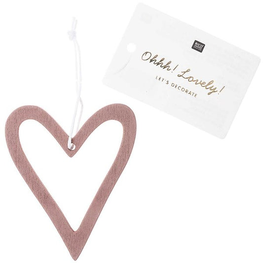 Ohhh! Lovely! Wooden Hanger Heart -Open Rose Gold