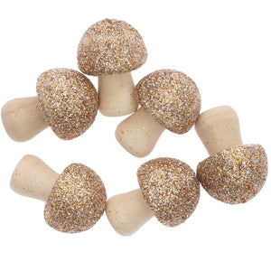 3D wooden litter mushroom with glitter gold