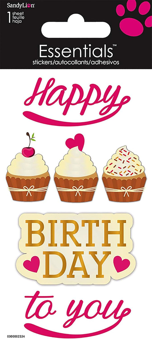 Essentials Sticker Sheet - Pink Happy Birthday