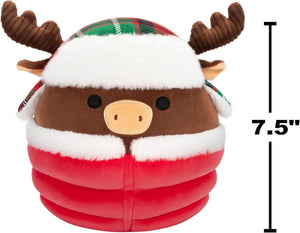 Squishmallows 7.5 Inch - Maurice the Brown Moose with Red Puffer Jacket