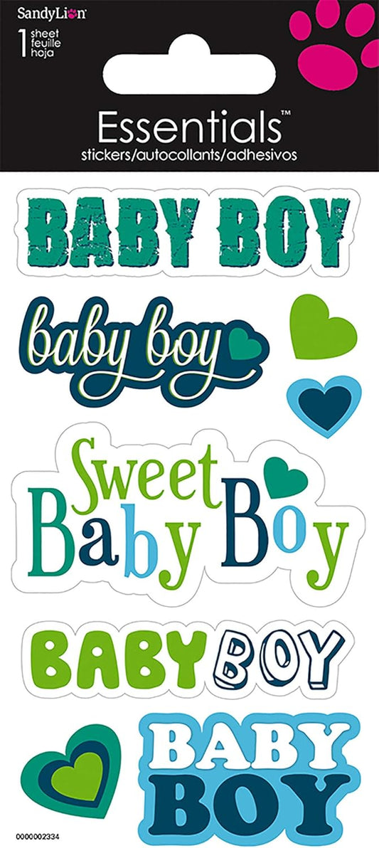 Essentials Sticker Sheet - Baby Boy Text