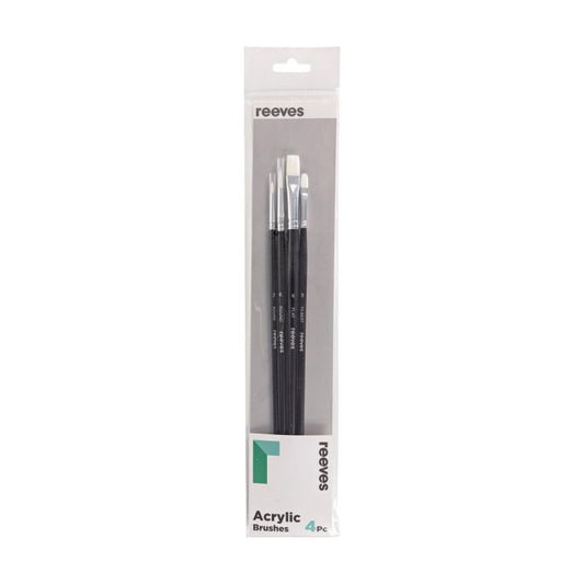 Reeves Acrylic Brush Pack - Long Handle (4 Pack)