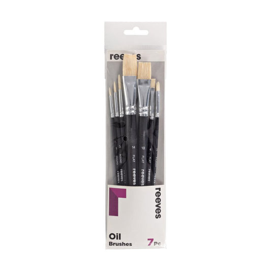 Reeves Oil Brush Brush Pack - Short Handle (7 Pack)