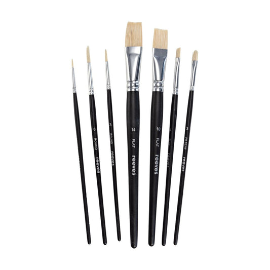 Reeves Oil Brush Brush Pack - Short Handle (7 Pack)