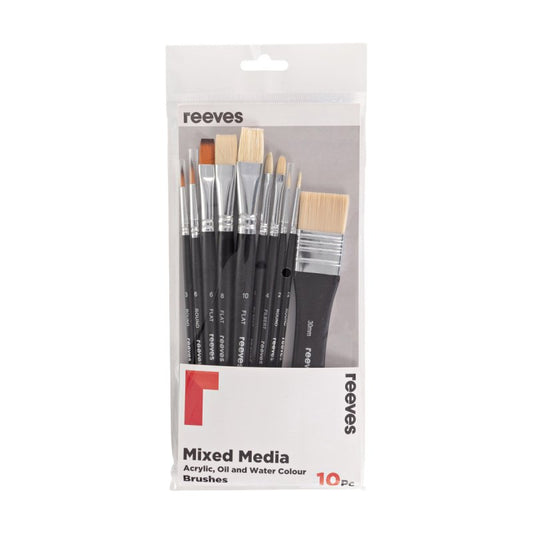 Reeves Mixed Media Short Handle 10 Brush Pack