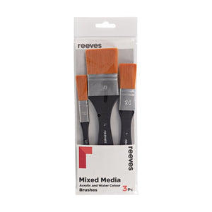 Reeves Mixed Media Short Handle Brushes Acrylic & Watercolour (3 Pack)