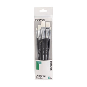 Reeves Acrylic Brush Pack - Short Handle Flat (5 Pack)