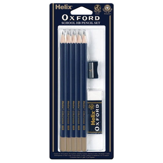 Helix Oxford HB 10 Pencils Set with Sharpener & Eraser