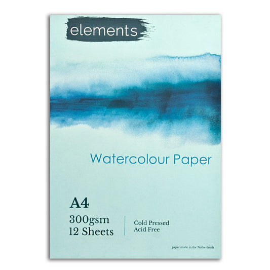 Elements Watercolour Pad 300gsm - A4 (12 Sheets)