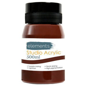 Elements 500ml Acrylic Paint Burnt Umber