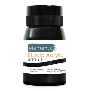 Elements 500ml Acrylic Paint Mars Black