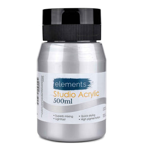 Elements 500ml Studio Acrylic Paint Silver