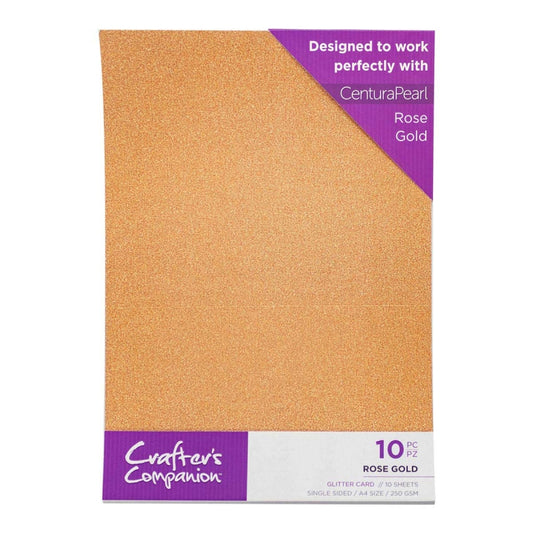 Crafter's Companion Glitter Card 10 Pack- Rose Gold