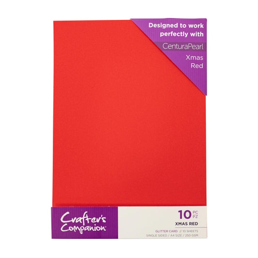 Crafter's Companion Glitter Card 10 Pack - Xmas Red