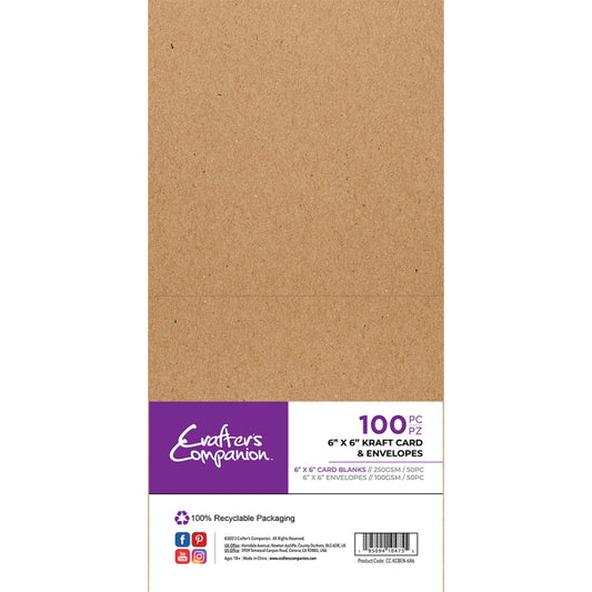 Crafter's Companion 6"x 6" Kraft  Card & Envelopes (100)