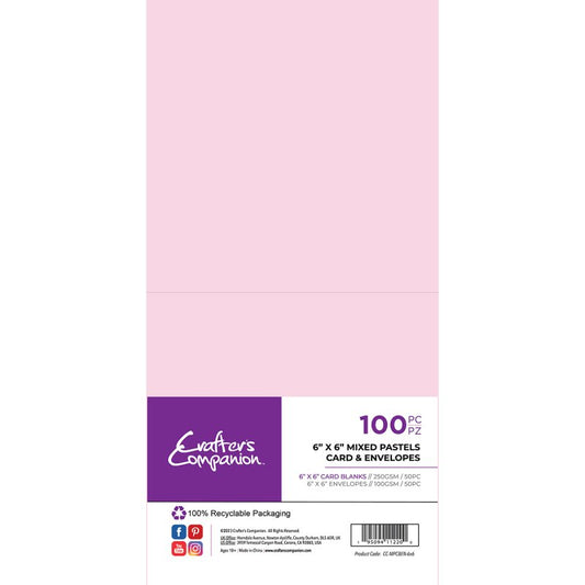 Crafter's Companion 6"x6" Mixed Pastels Card & Envelopes (100)