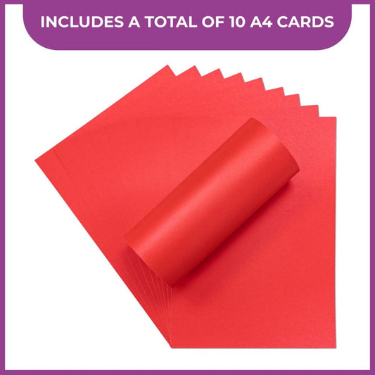 Centura Pearl A4 Colour Card 10 Pack - Xmas Red