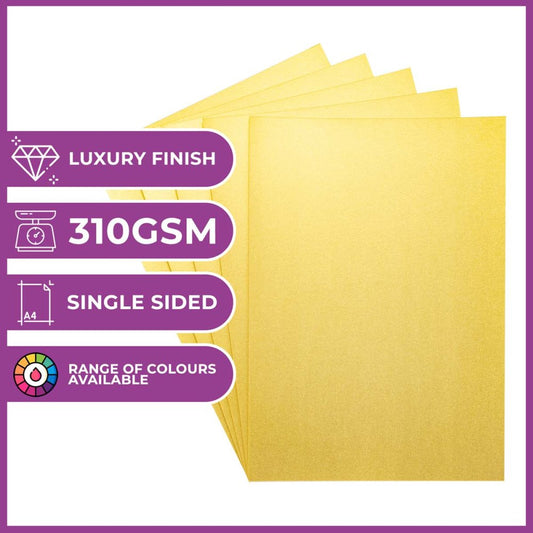 Crafter's Companion Centura Pearl Metallic A4 Card 10 Pack - Pale Gold