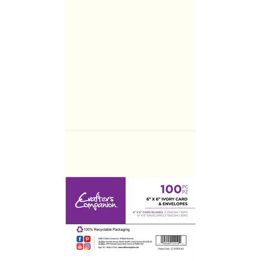 Crafter's Companion 6"x6" Ivory Card & Envelopes (100)