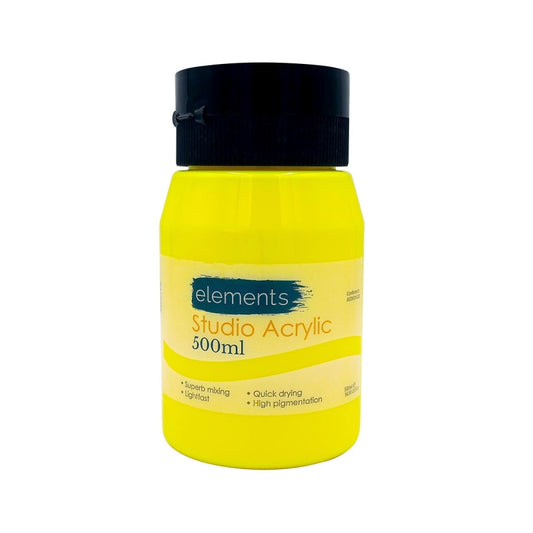 Elements 500ml Studio Acrylic Paint Neon Yellow