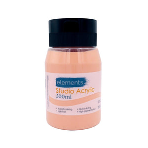 Elements 500ml Studio Acrylic Paint Salmon Pink