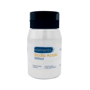 Elements 500ml Studio Acrylic Metallic White