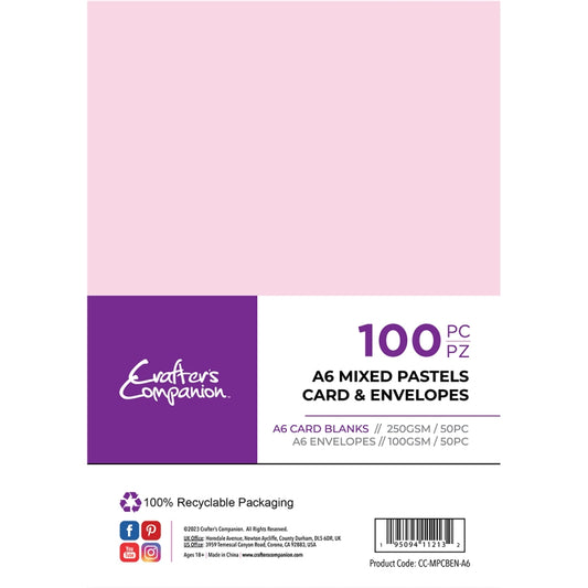 Crafter's Companion A6 Mixed Pastels Card & Envelopes (100)