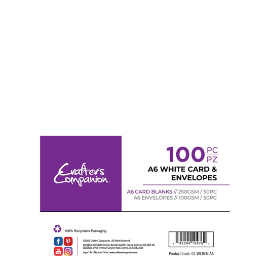 Crafter's Companion A6 White  Card & Envelopes (100)