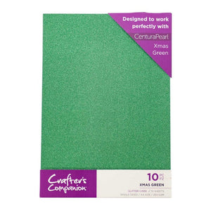 Crafter's Companion Glitter Card 10 Pack - Xmas Green