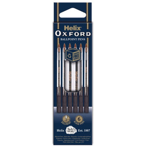 Helix Oxford Ballpoint Pens - Black (Pack of 6)