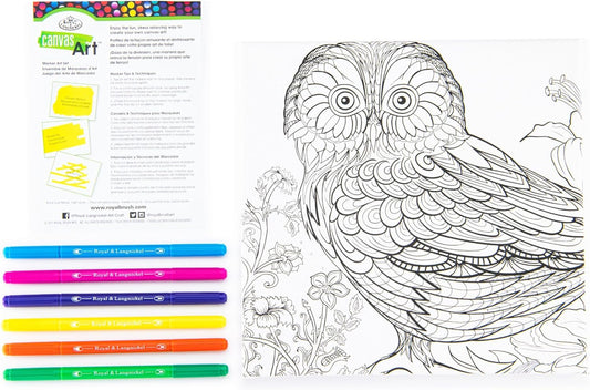 Owl Art Canvas Art Kit With Markers