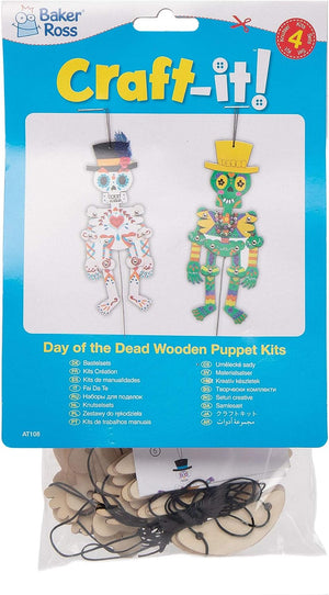 Day of the Dead Wooden Puppet Kits (Pack of 4)