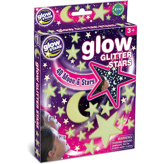 Glow Glitter Stars 40 Moon & stars