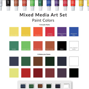 Mixed Media 63 Piece Premium Metal Art Case