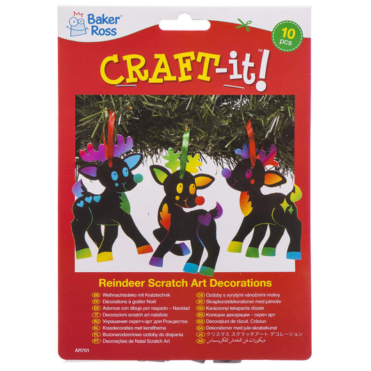 Reindeer Scratch Art Decorations (Pack of 10)